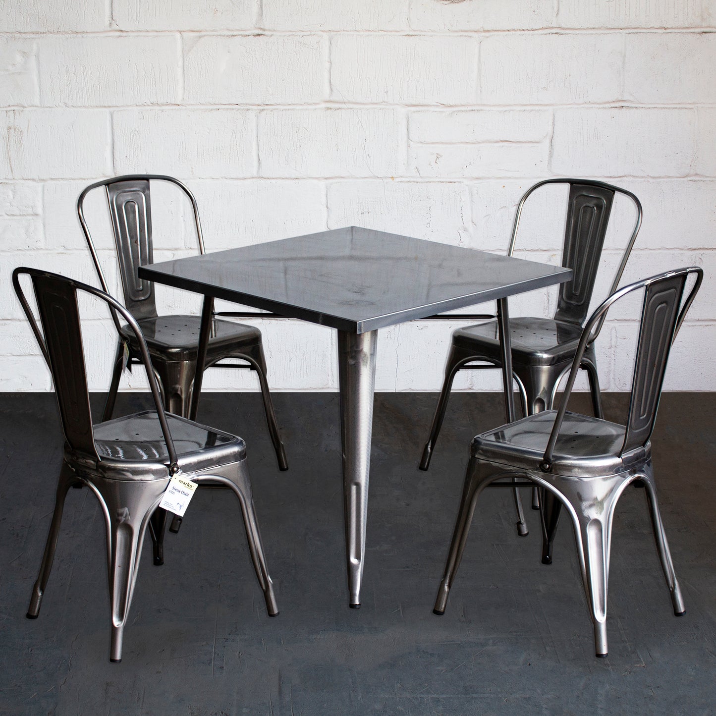 5PC Belvedere Table & Siena Chair Set - Steel