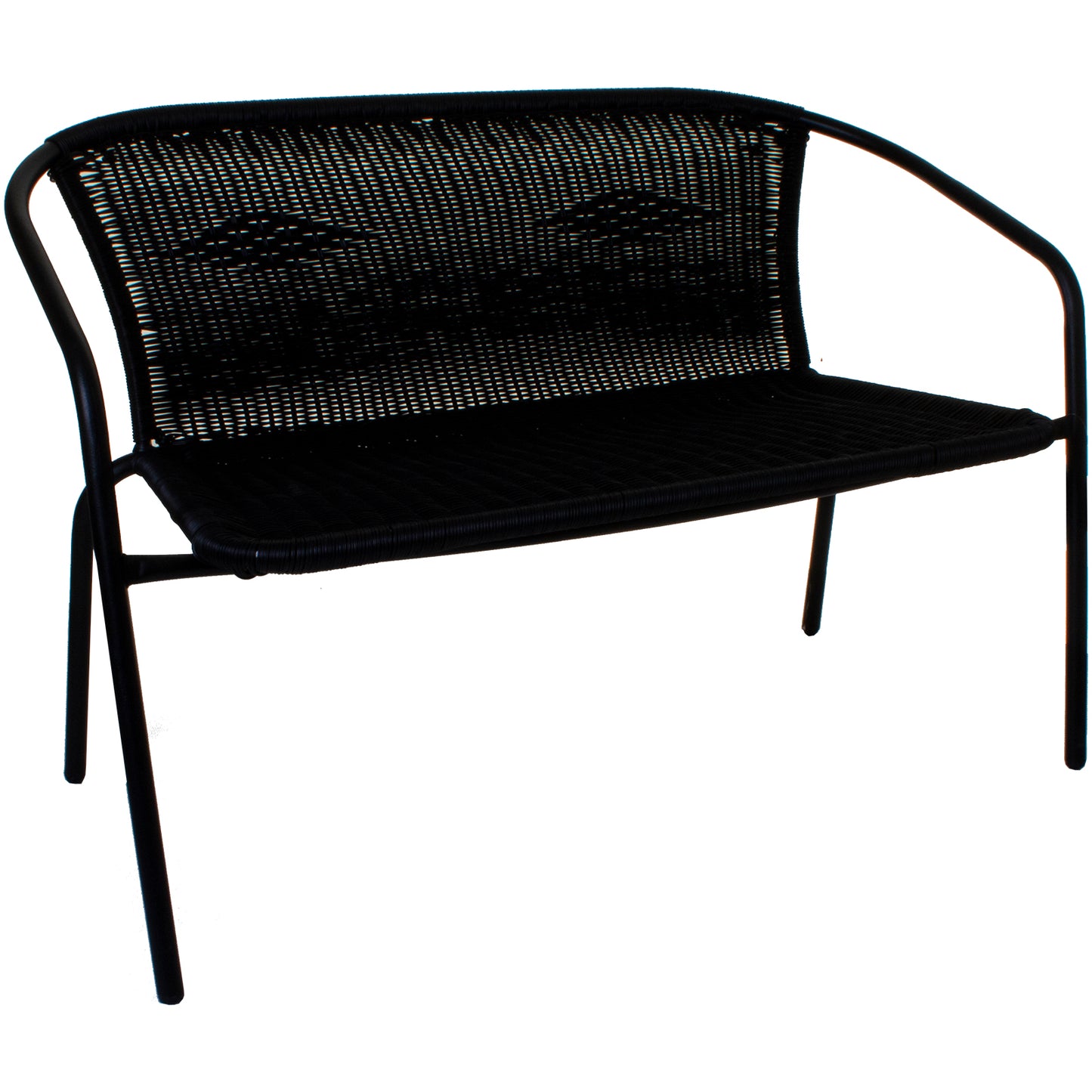 Wicker 2 Seater Bench - Black