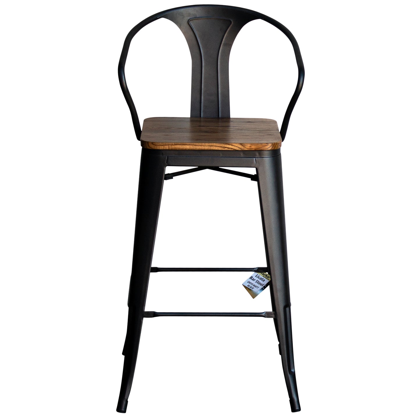 5PC Lodi Table & Licata Bar Stool Set - Onyx Matt Black