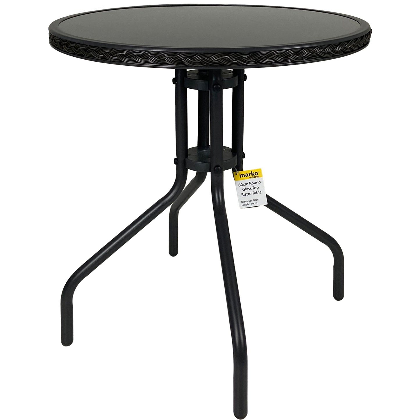 60cm Round Wicker Edge Bistro Table - Grey