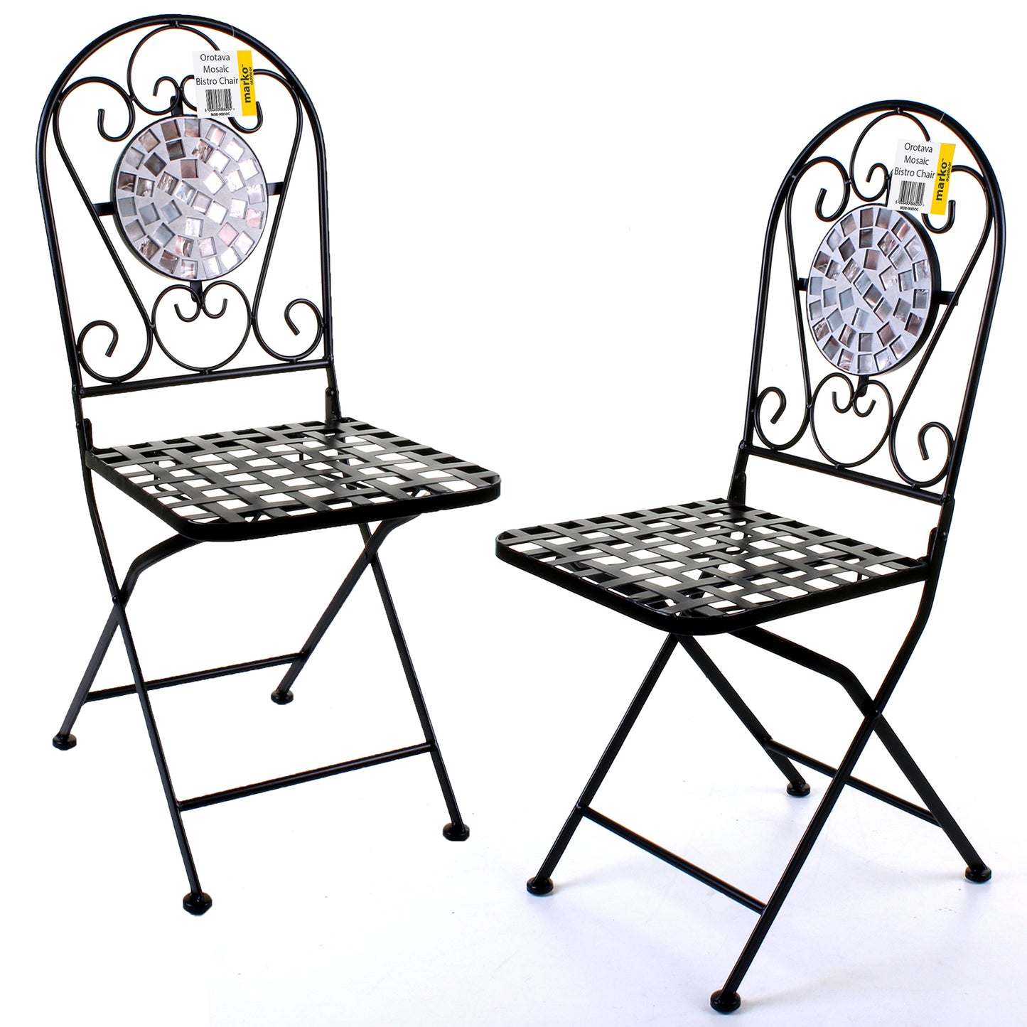 Set of 2 Mosaic Stone Topped Bistro Chairs - Orotava