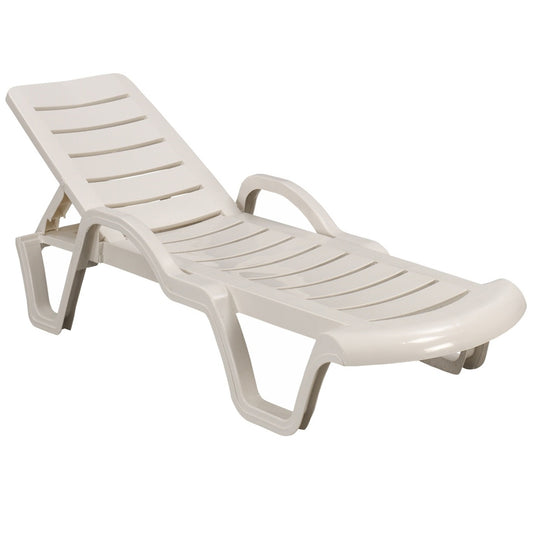 Plastic Lara Sun Lounger with Arms - White