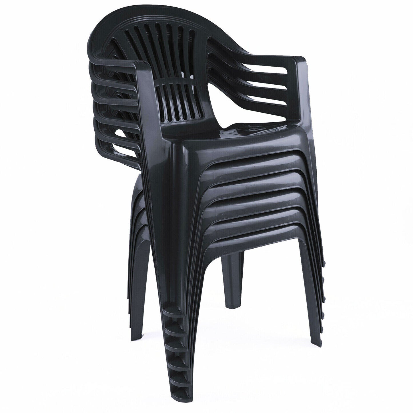 Set of 6 Plastic Chairs - Grey