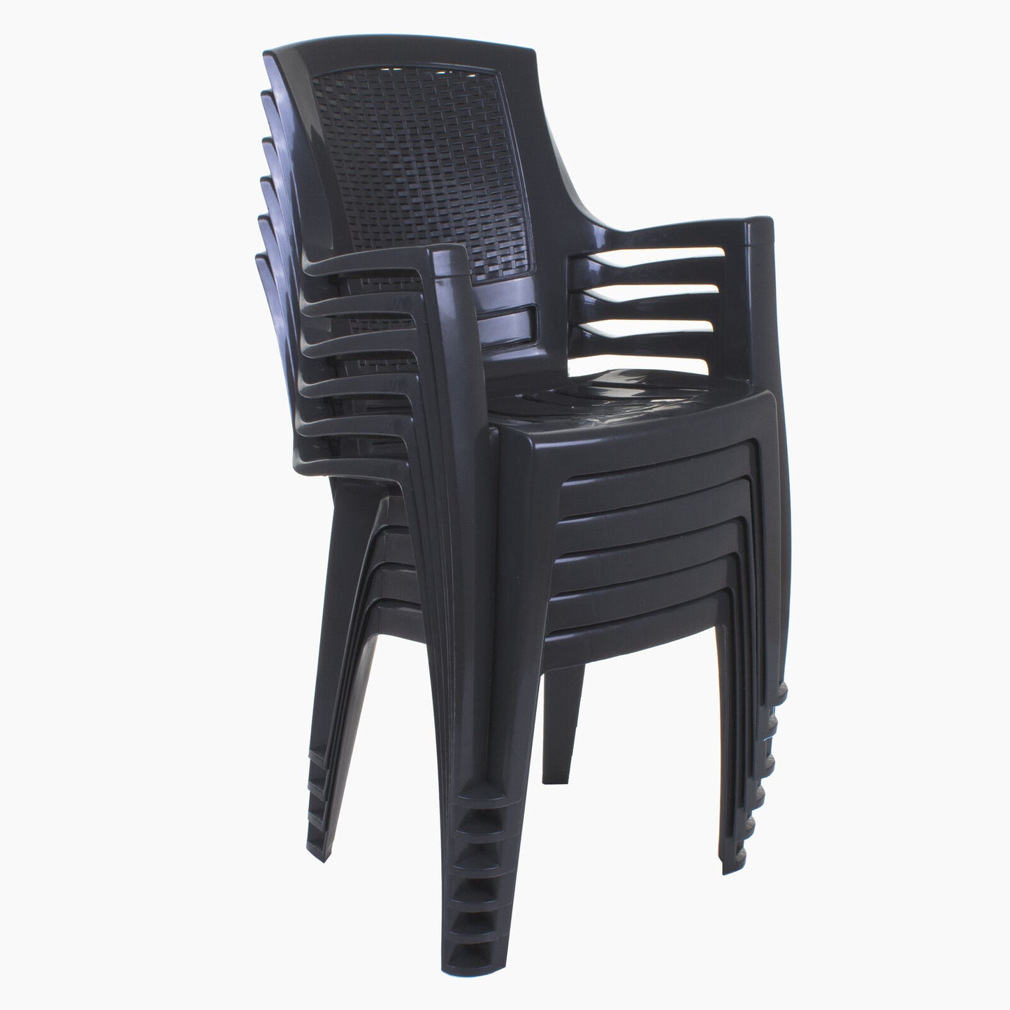Set of 6 Plastic Flora Chairs - Grey