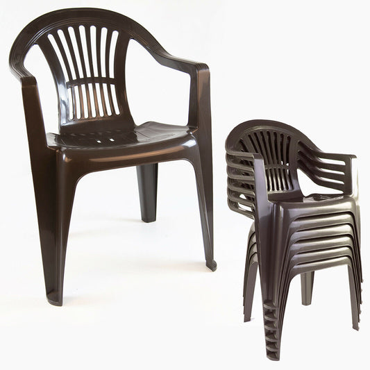 Set of 6 Plastic Chairs - Brown