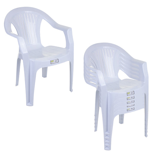 Set of 6 Plastic Chairs - White