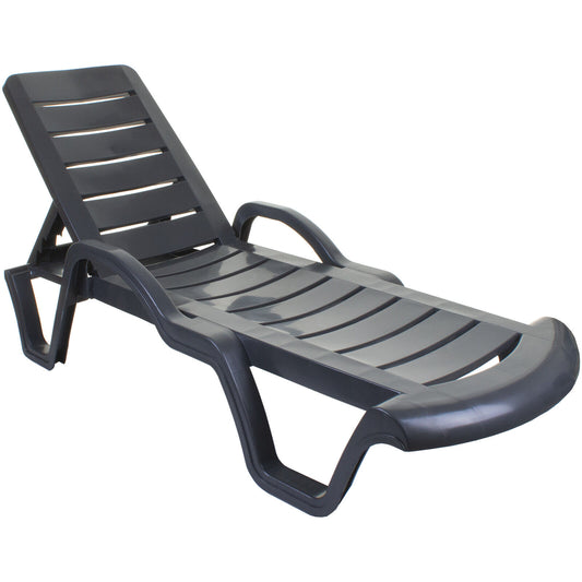 Plastic Lara Sun Lounger with Arms - Anthracite Grey