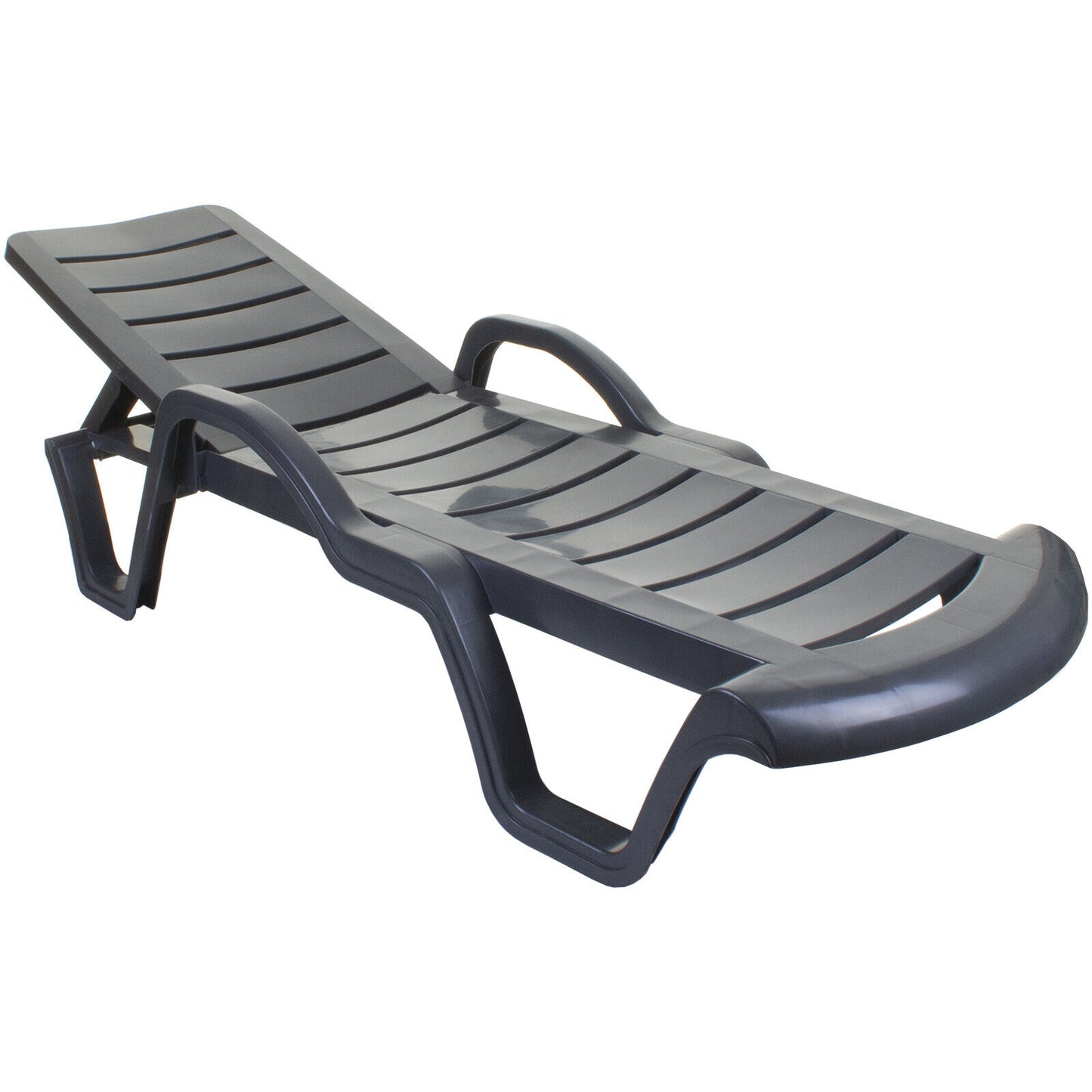 Plastic Lara Sun Lounger with Arms - Anthracite Grey