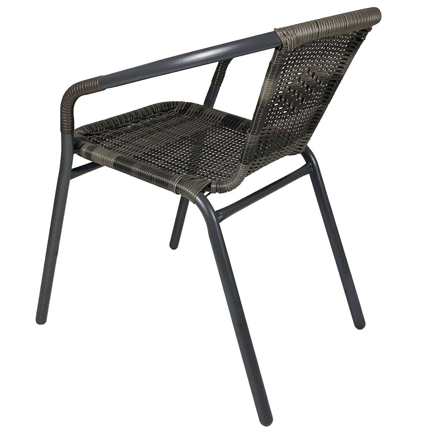 5PC Grey Patterned Wicker Chairs with 60cm Grey Wicker Edge Round Bistro Table