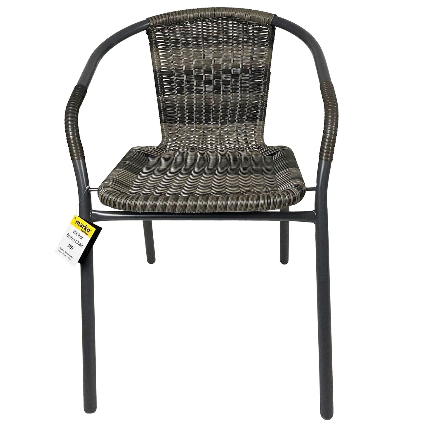 5PC Grey Patterned Wicker Chairs with 60cm Grey Wicker Edge Round Bistro Table