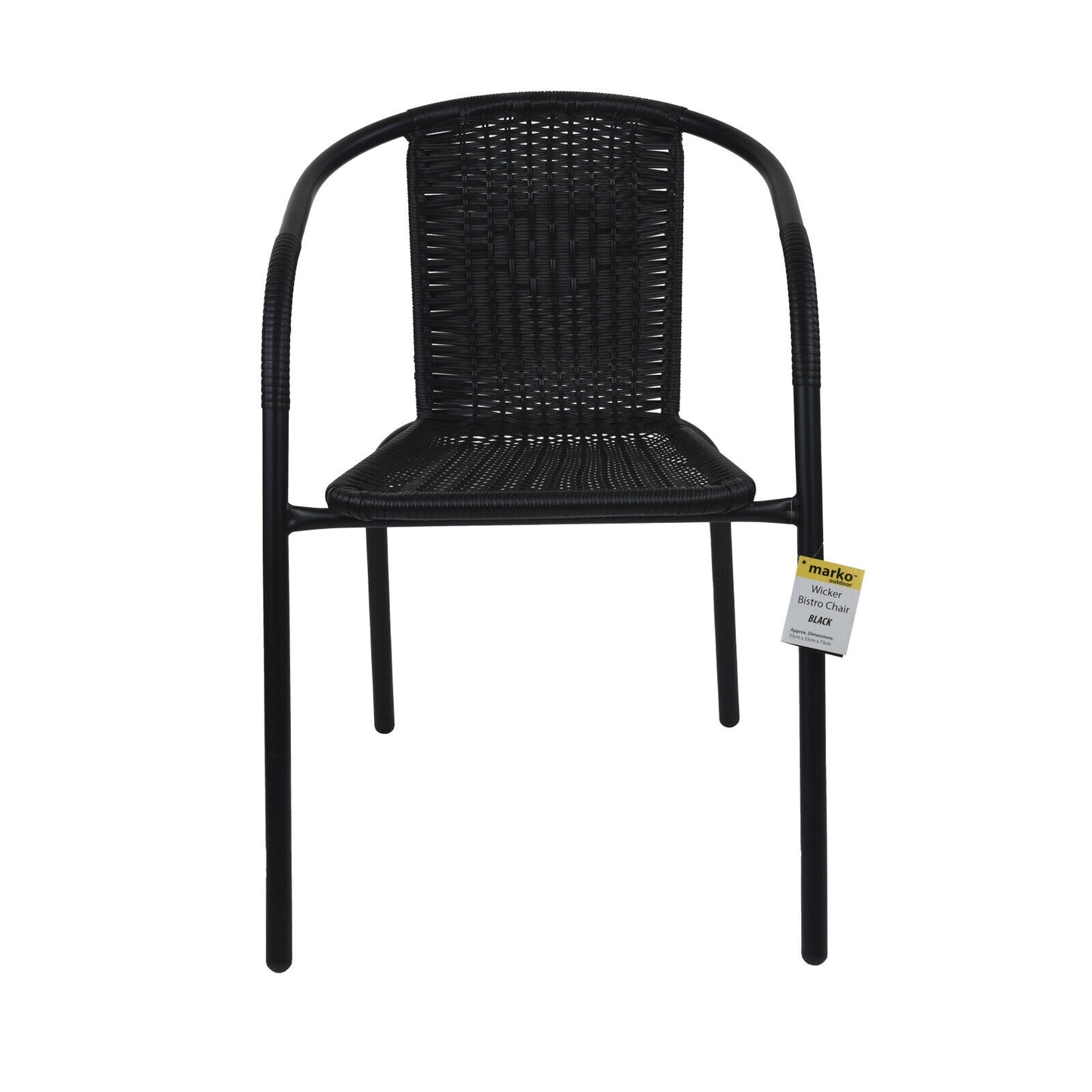 5PC Black Wicker Chairs with 60cm Black Wicker Edge Round Bistro Table