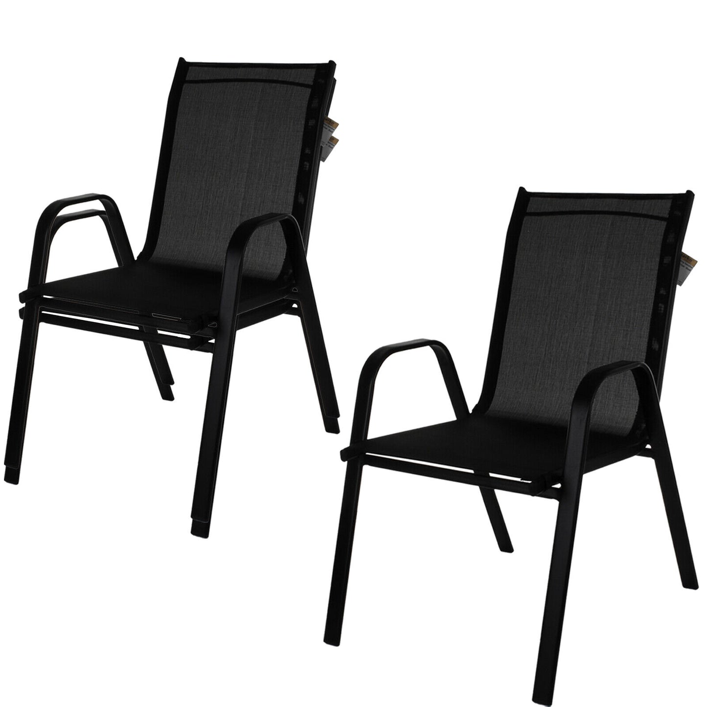 3PC Black Textoline Chairs with 60cm Black Wicker Edge Round Bistro Table