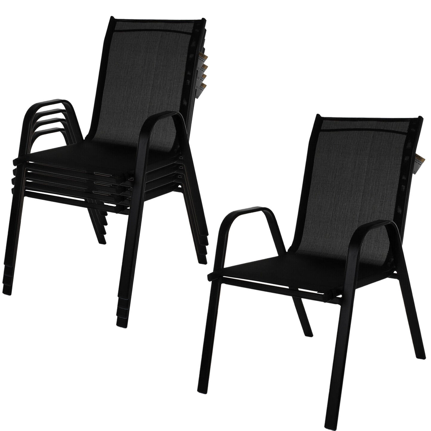 5PC Black Textoline Chairs with 60cm Black Wicker Edge Round Bistro Table