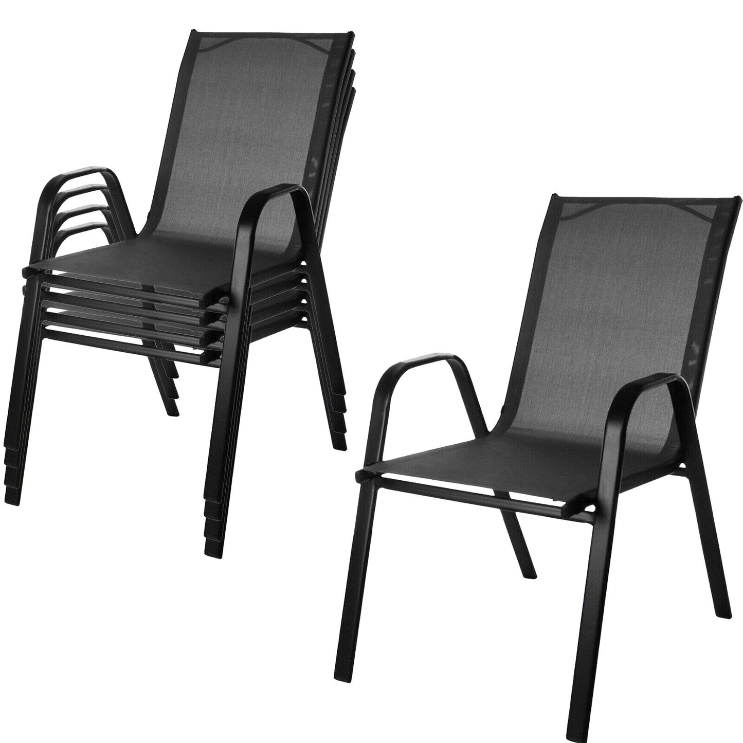 5PC Grey Textoline Chairs with 60cm Grey Wicker Edge Round Bistro Table