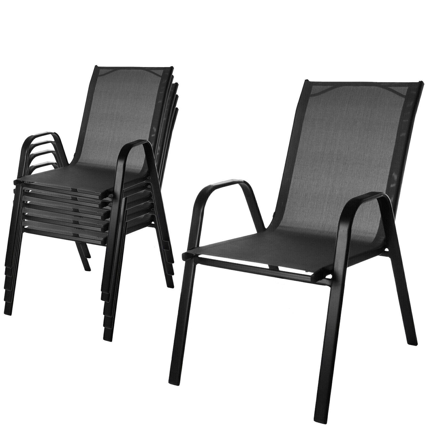 9PC Rectangular White Frame Grey Fog Glass Table, Grey Chair & Parasol Furniture Set
