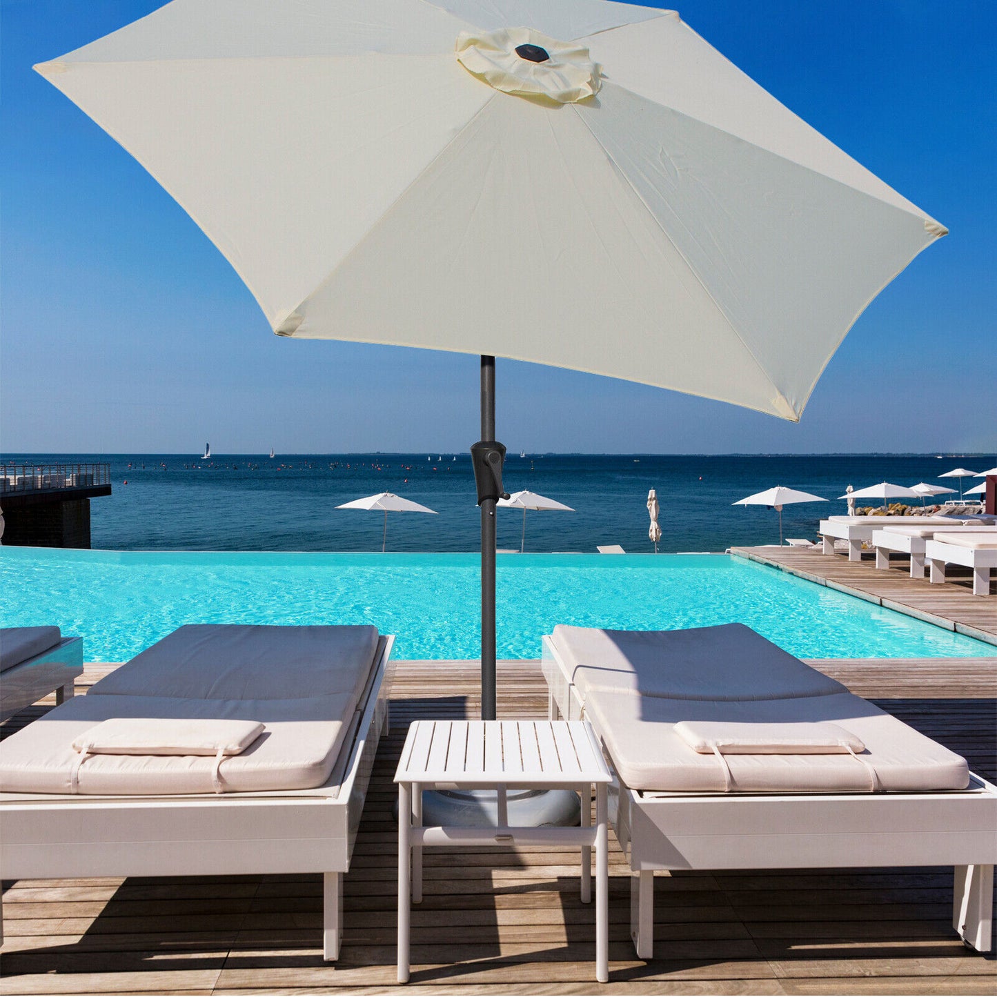 2.5M Crank Handle Garden Parasol - Cream