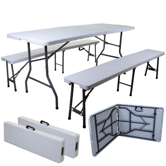 3PC 6FT Blow Moulded Folding Table & Bench Set