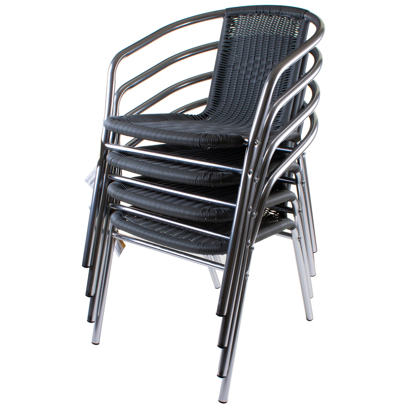 Grey Wicker Chrome Bistro Chair