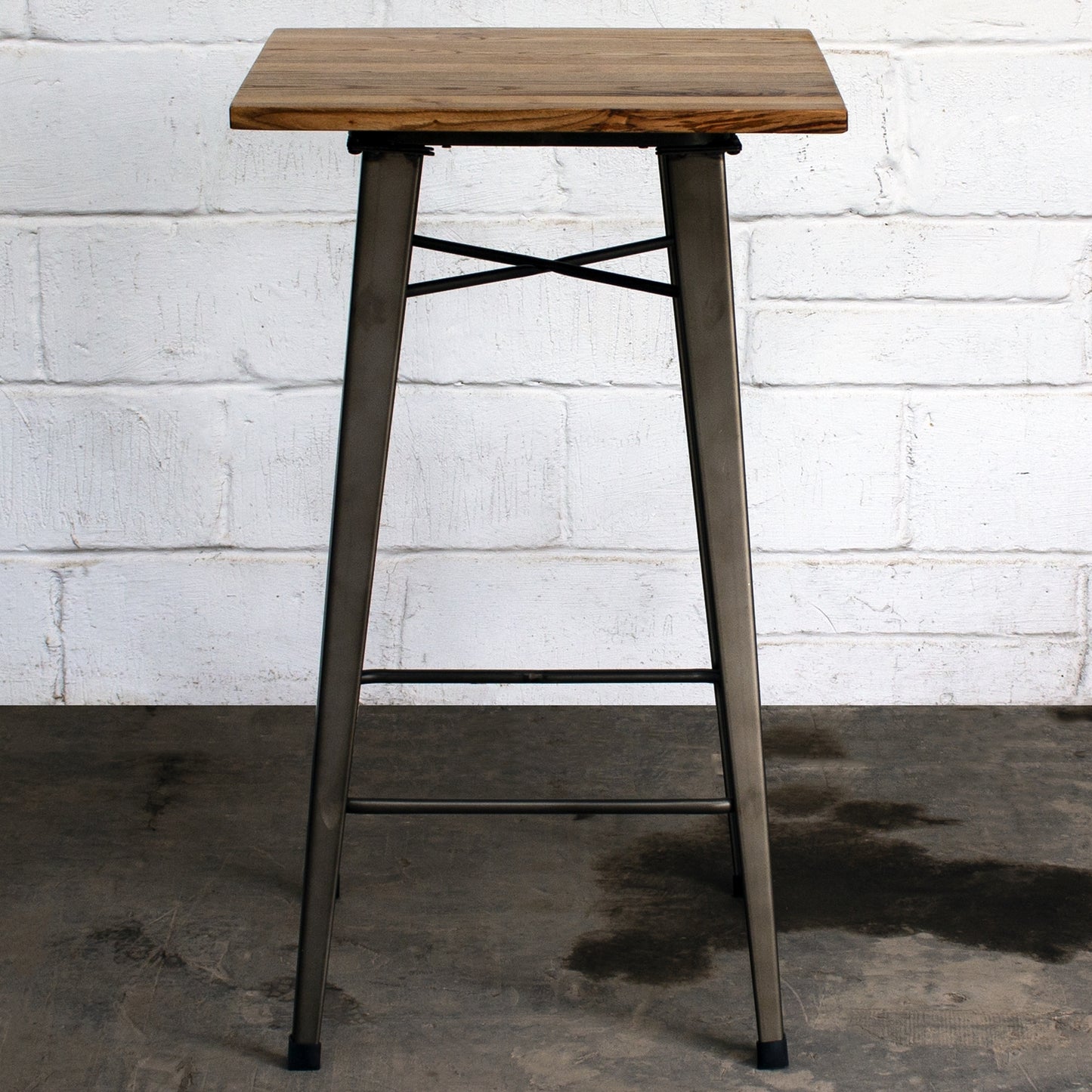 3PC Lodi Table & Favara Bar Stool Set - Gun Metal Grey