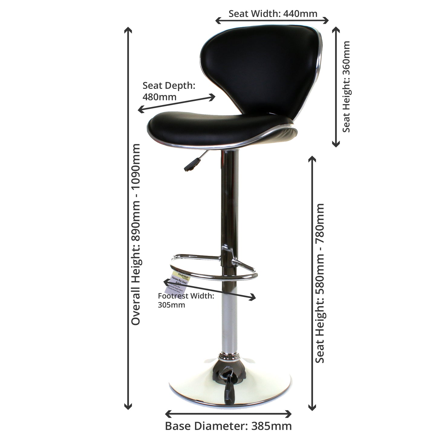 Ferrera Bar Stool - Black - Set of 2