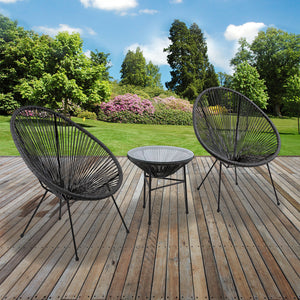 3PC Rattan Egg Set - Black