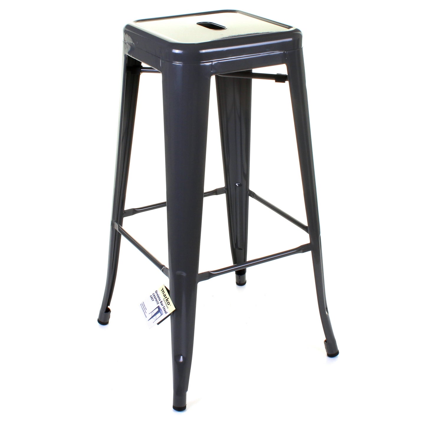 3PC Lodi Table & Orvieto Bar Stool Set - Graphite Grey