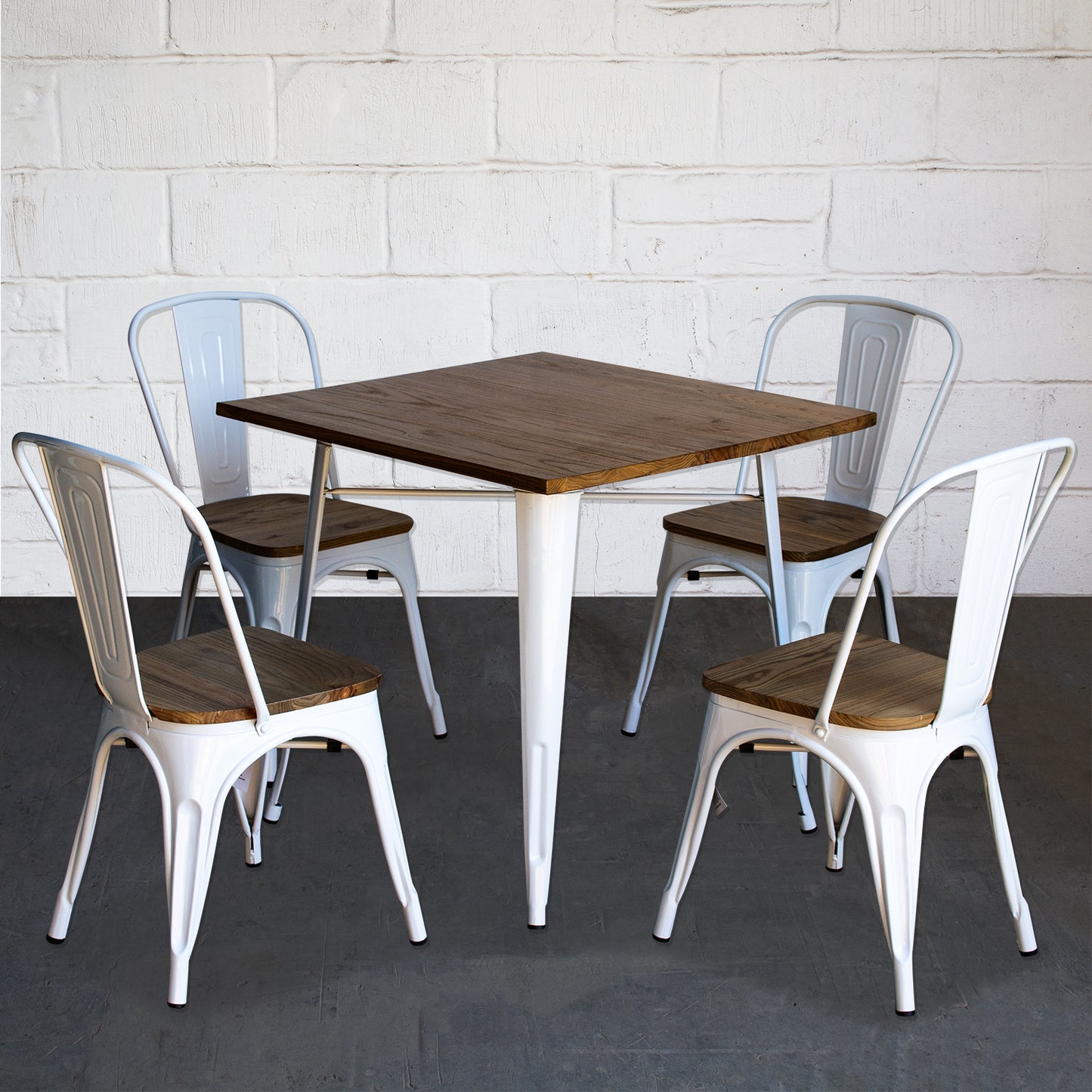 5PC Enna Table & Palermo Chair Set - White