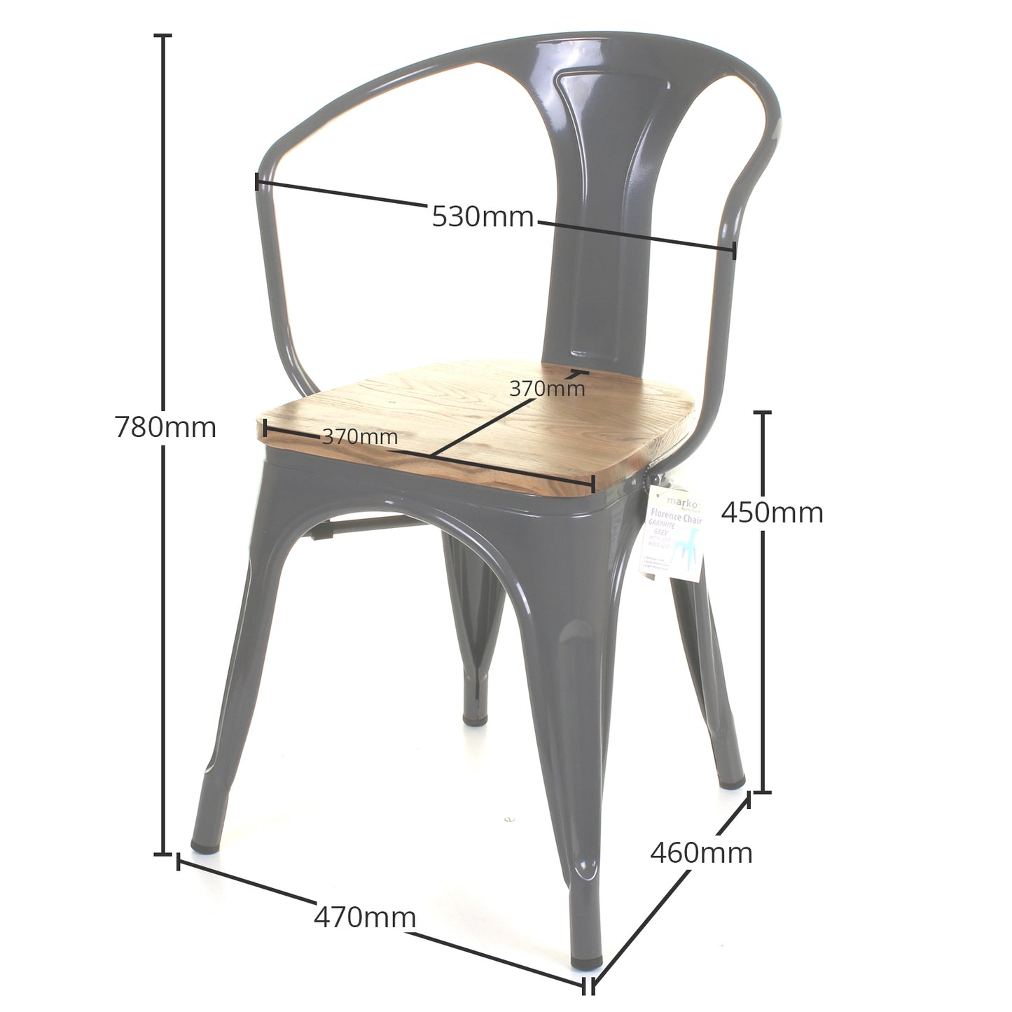 7PC Taranto Table, 2 Florence Chairs, 3 Rho Stools & Nuoro Bench Set - Graphite Grey