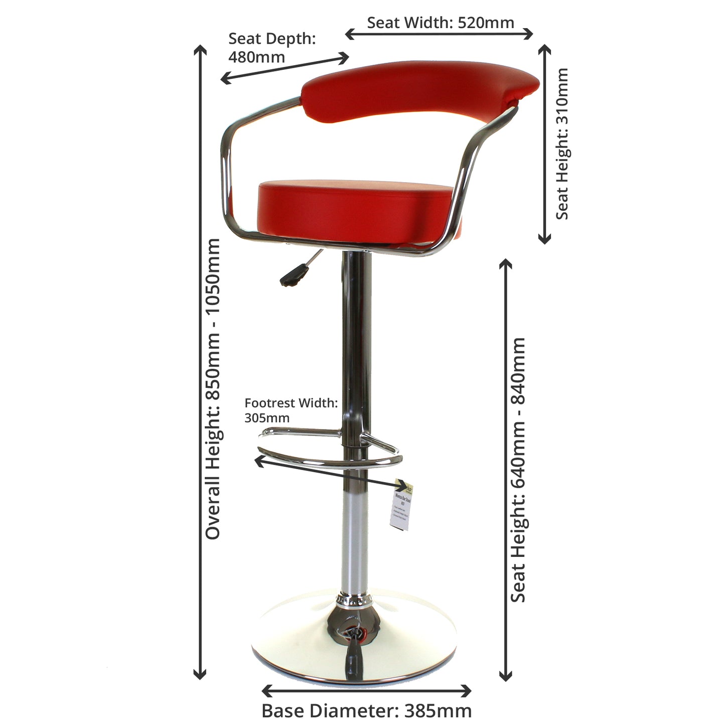 Monza Bar Stool - Red - Set of 2