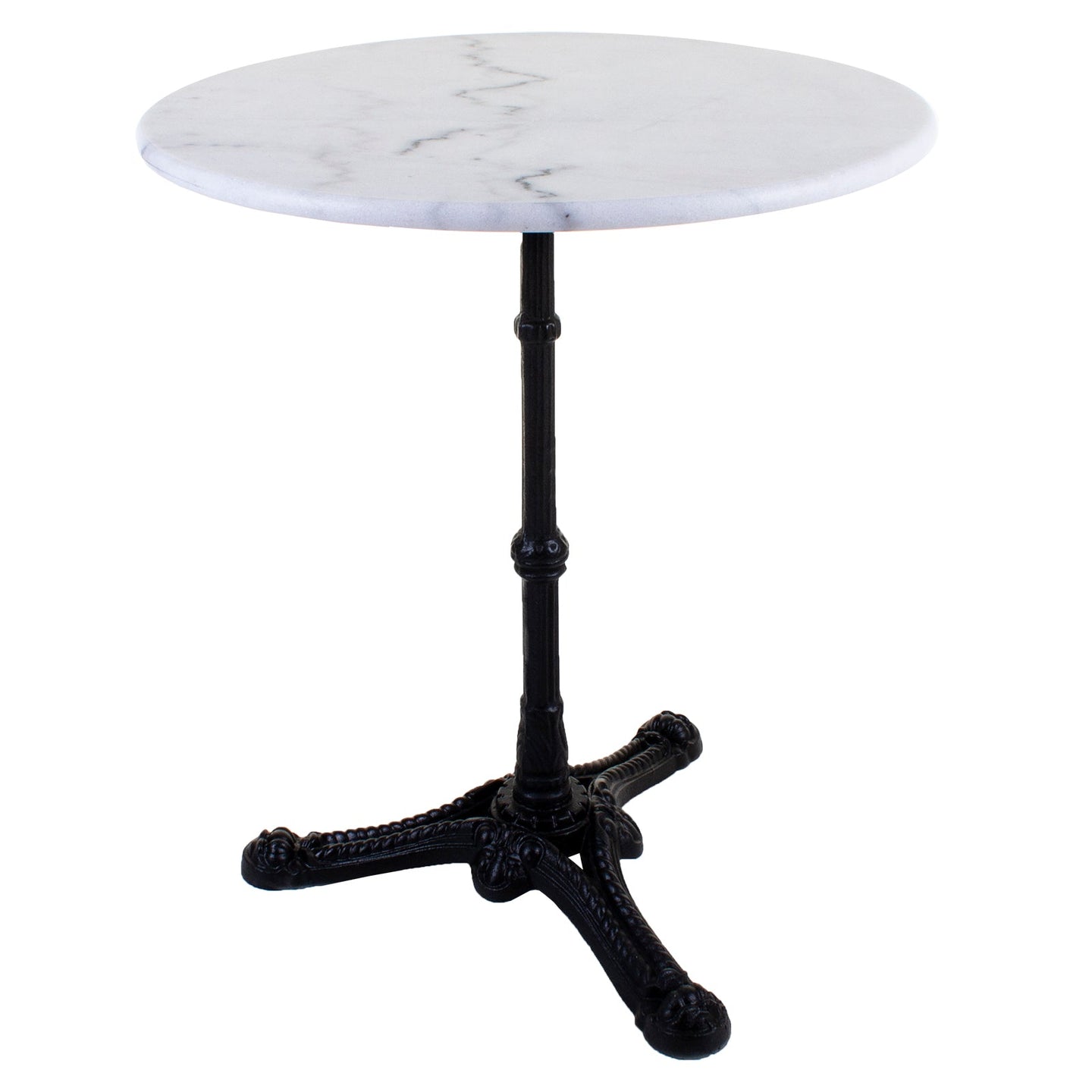 Round Marble Bistro Table with Cast Iron Base
