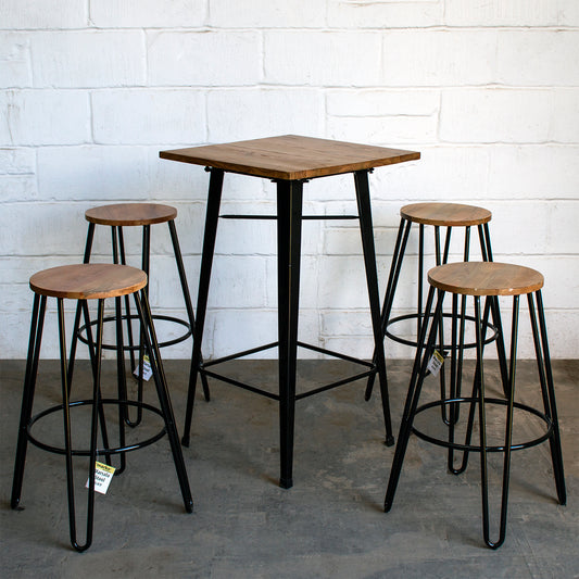 5PC Lodi Table & Marsala Bar Stool Set - Black