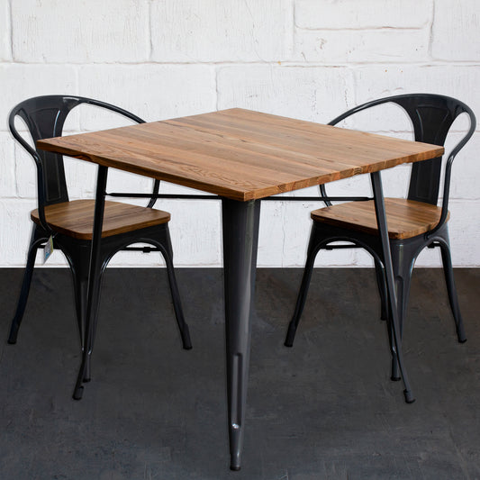 3PC Enna Table & Florence Chair Set - Graphite Grey