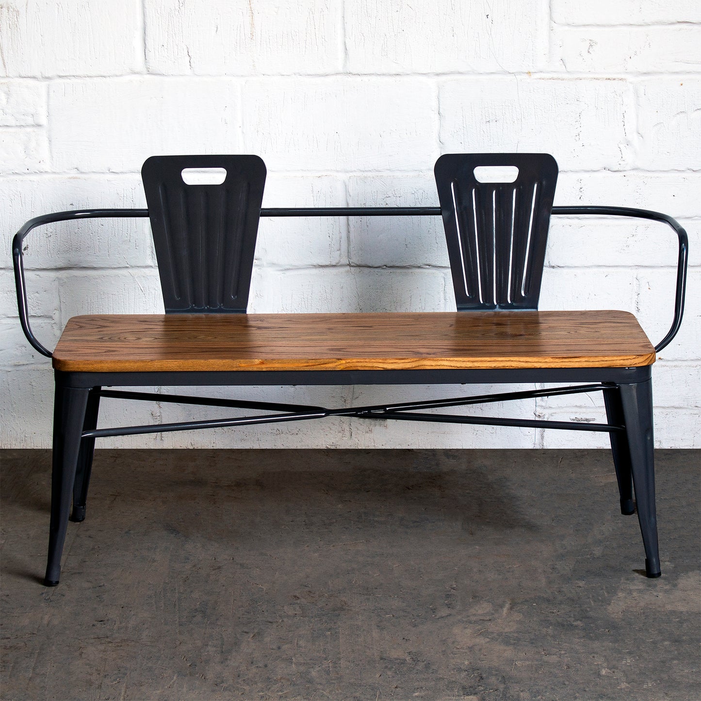 7PC Taranto Table, 5 Palermo Chairs & Nuoro Bench Set - Graphite Grey