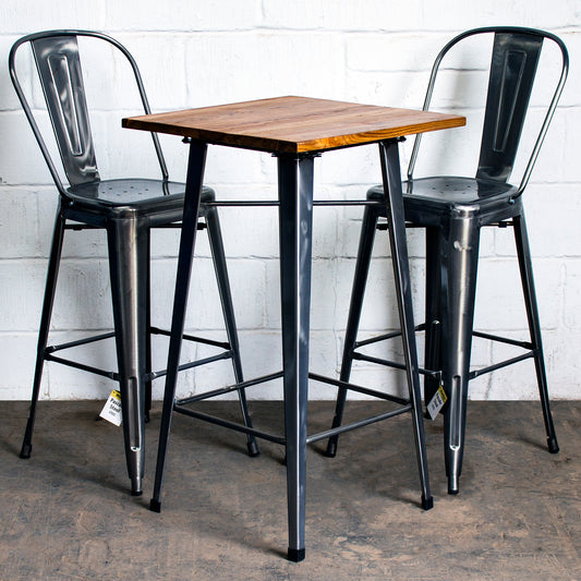 3PC Lodi Table & Pascale Bar Stool Set - Steel