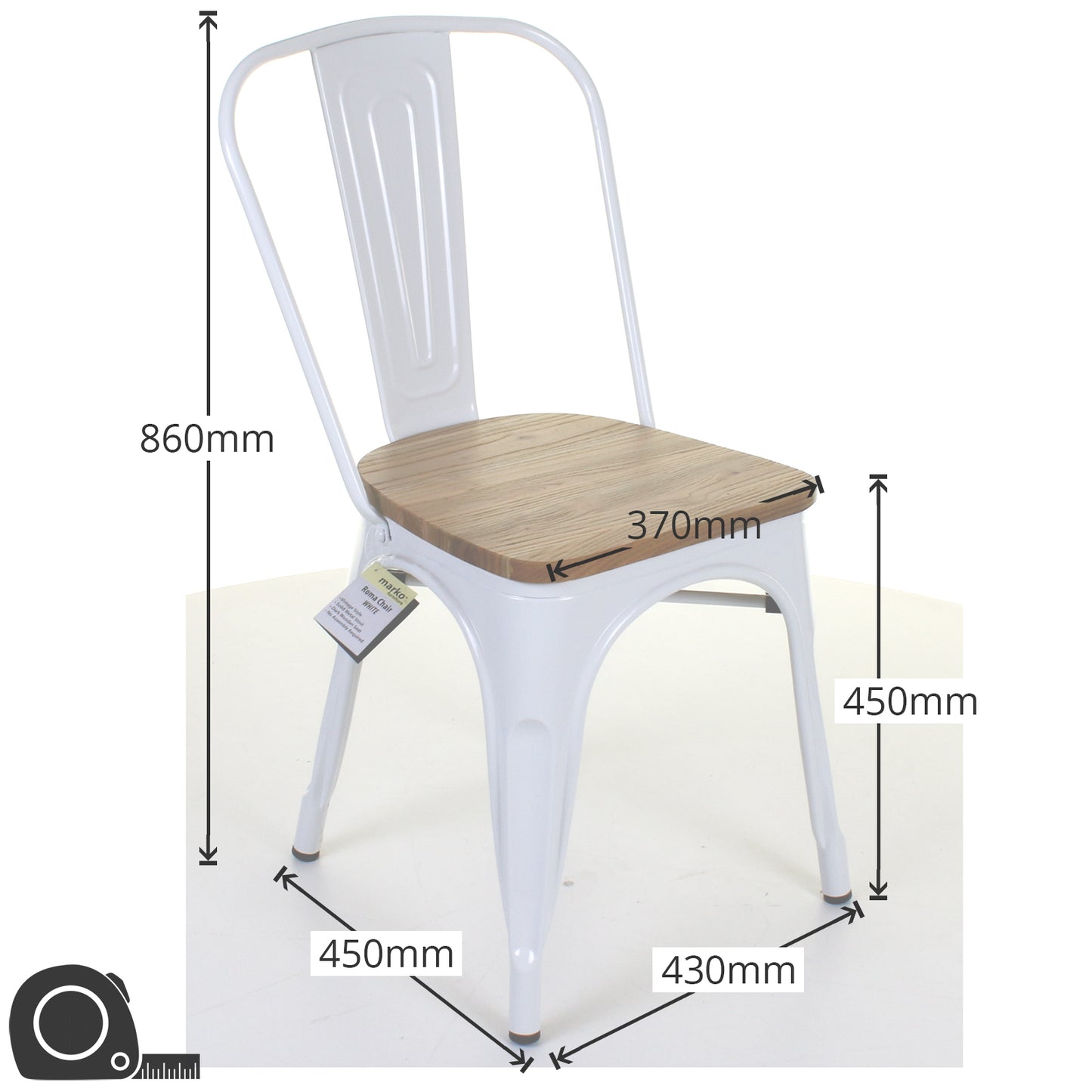 5PC Prato Table & 4 Palermo Chairs Set - White