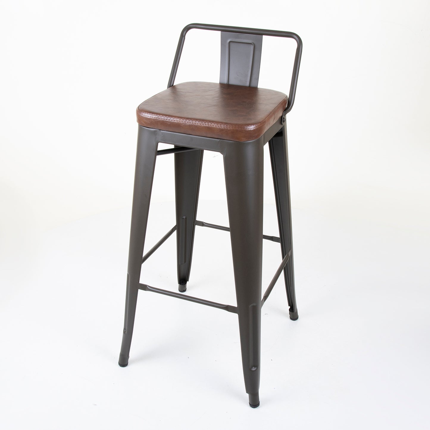 Set of 4 Rustic Bar Stools With Backrest