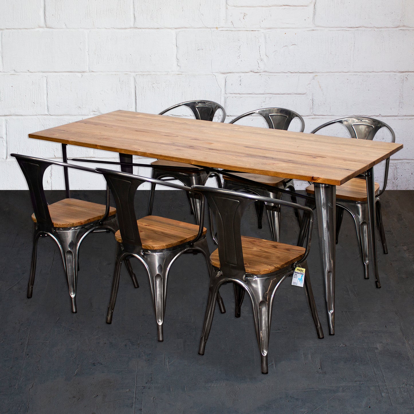 7PC Taranto Table & 6 Florence Chairs Set - Steel