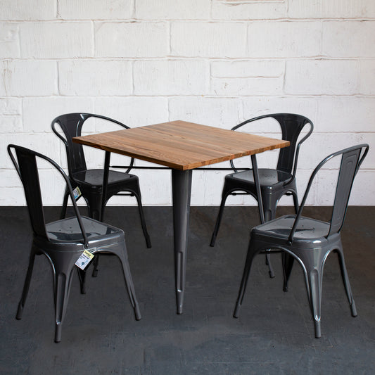 5PC Enna Table Forli & Siena Chairs Set - Graphite Grey