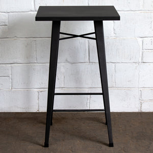 5PC Laus Table & Favara Bar Stool Set - Onyx Matt Black