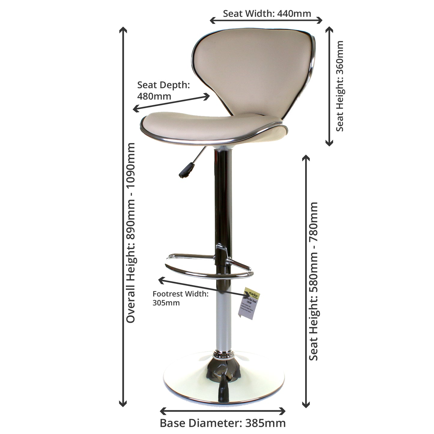 Ferrera Bar Stool - Cream - Set of 2