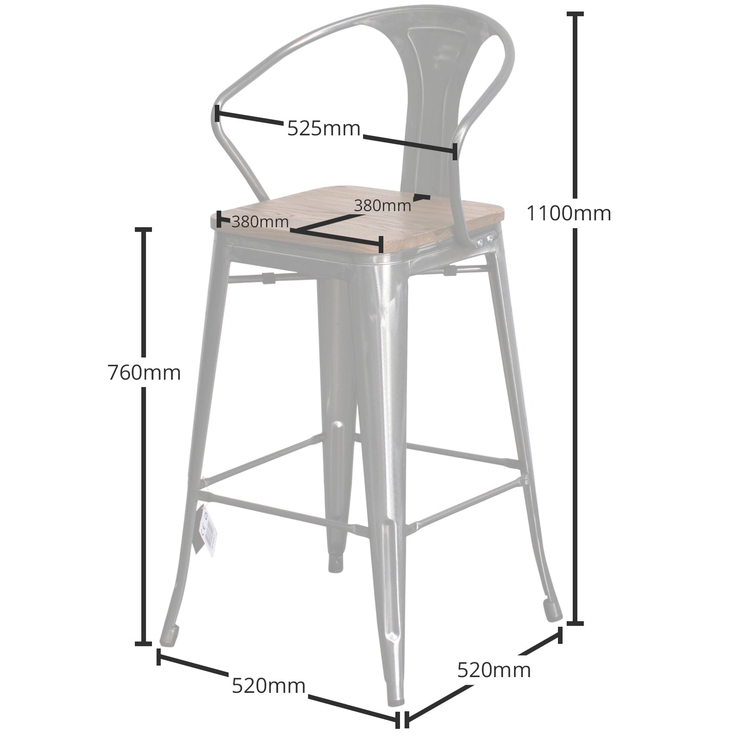 5PC Lodi Table & Licata Bar Stool Set - Steel