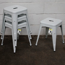 7PC Taranto Table & 6 Castel Stools Set - White