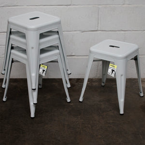 7PC Taranto Table & 6 Castel Stools Set - White
