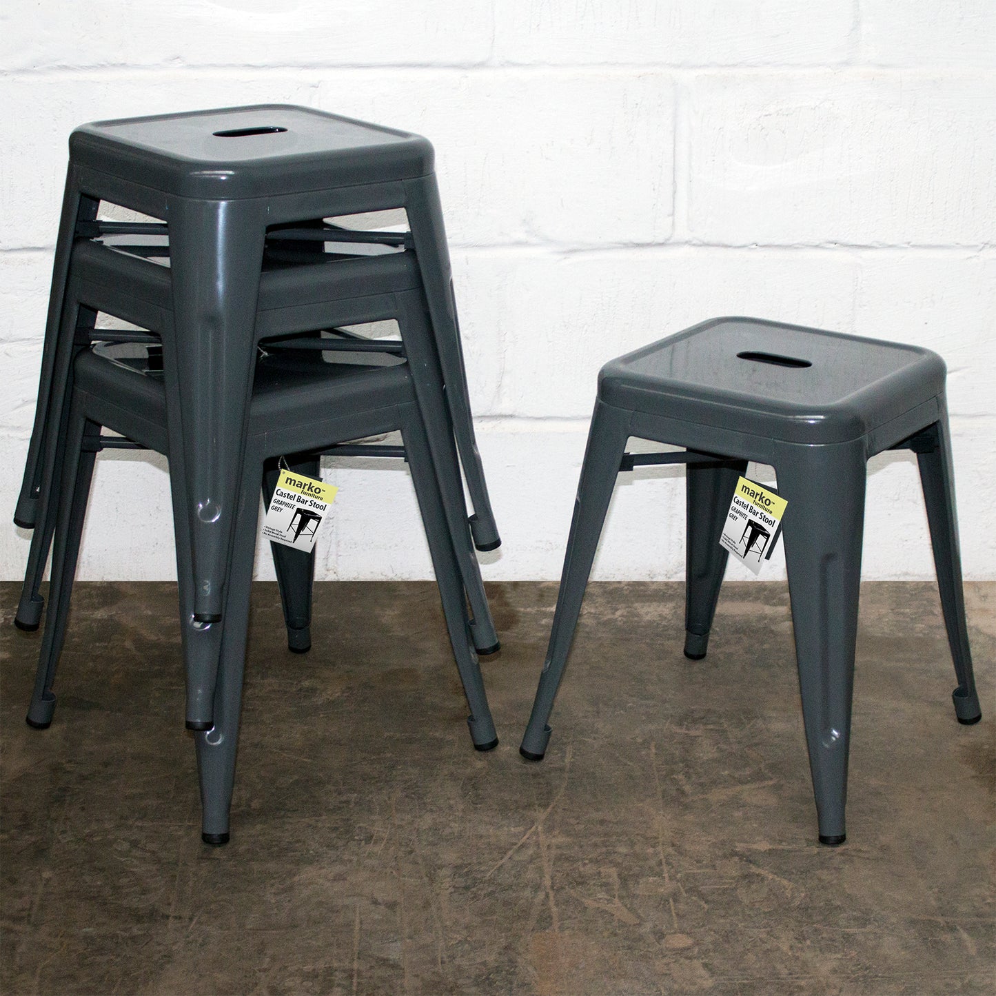 9PC Taranto Table, 2 Forli Chairs, 3 Siena Chairs & 3 Castel Stools Set - Graphite Grey