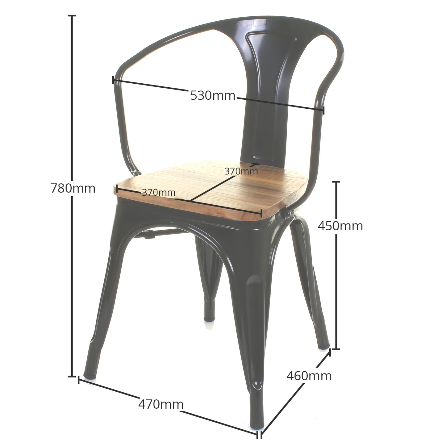 3PC Enna Table & Florence Chair Set - Black