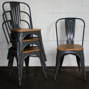 9PC Taranto Table, 2 Florence Chairs, 3 Palermo Chairs & 3 Rho Stools Set - Graphite Grey
