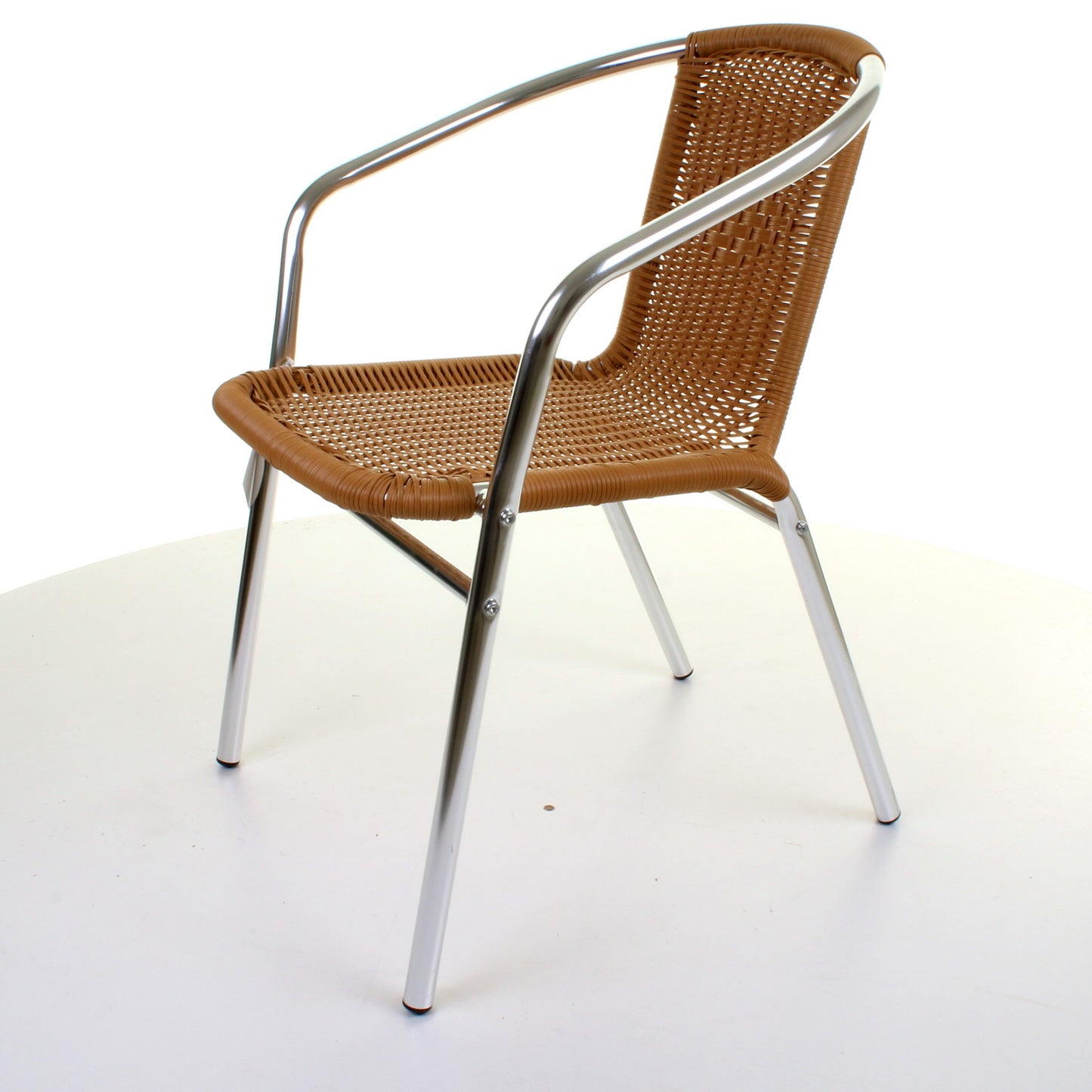 Tan Wicker Chrome Bistro Chair