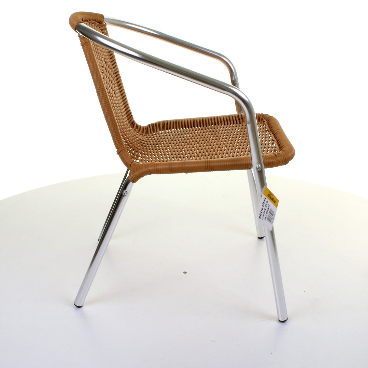 Tan Wicker Chrome Bistro Chair
