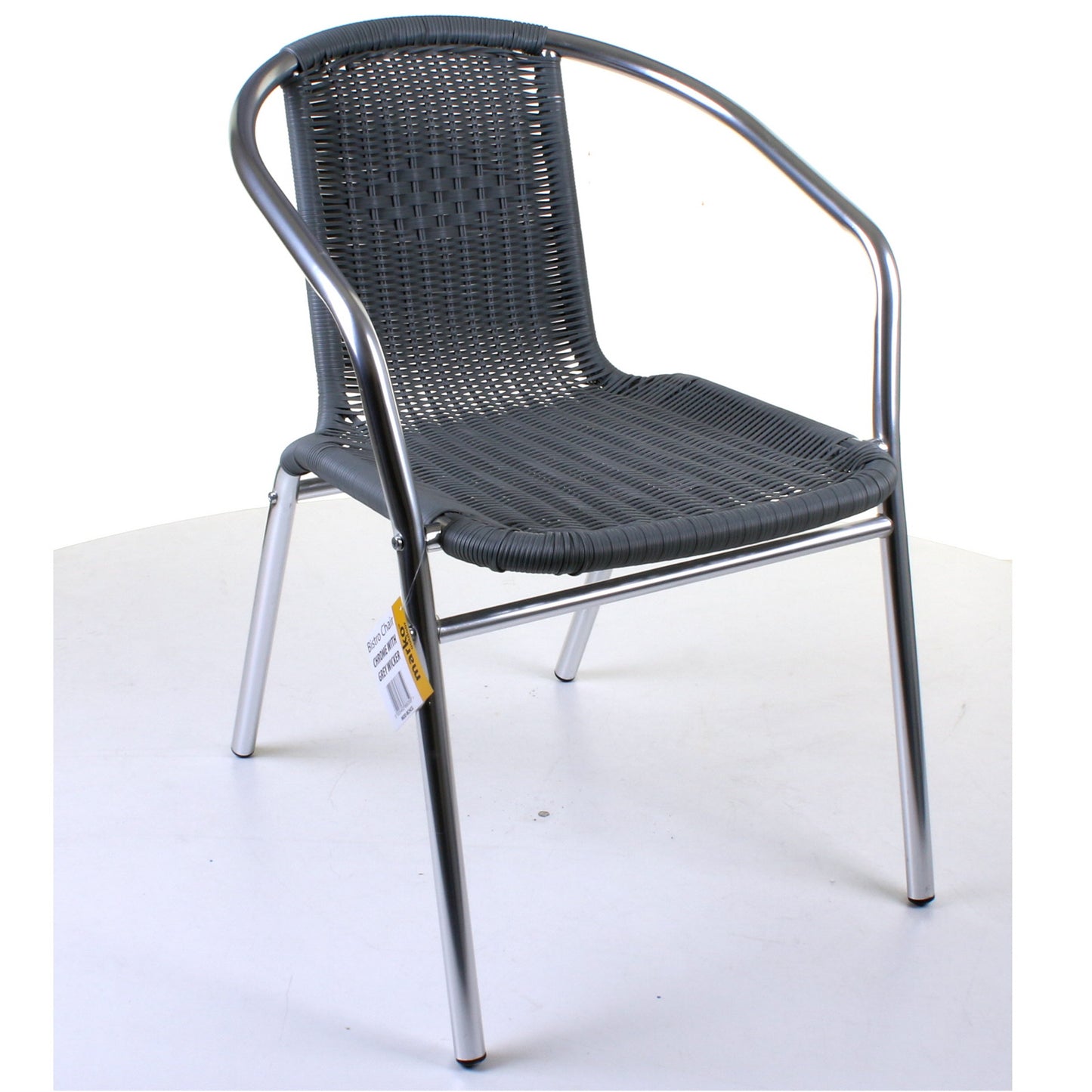 Grey Wicker Chrome Bistro Chair