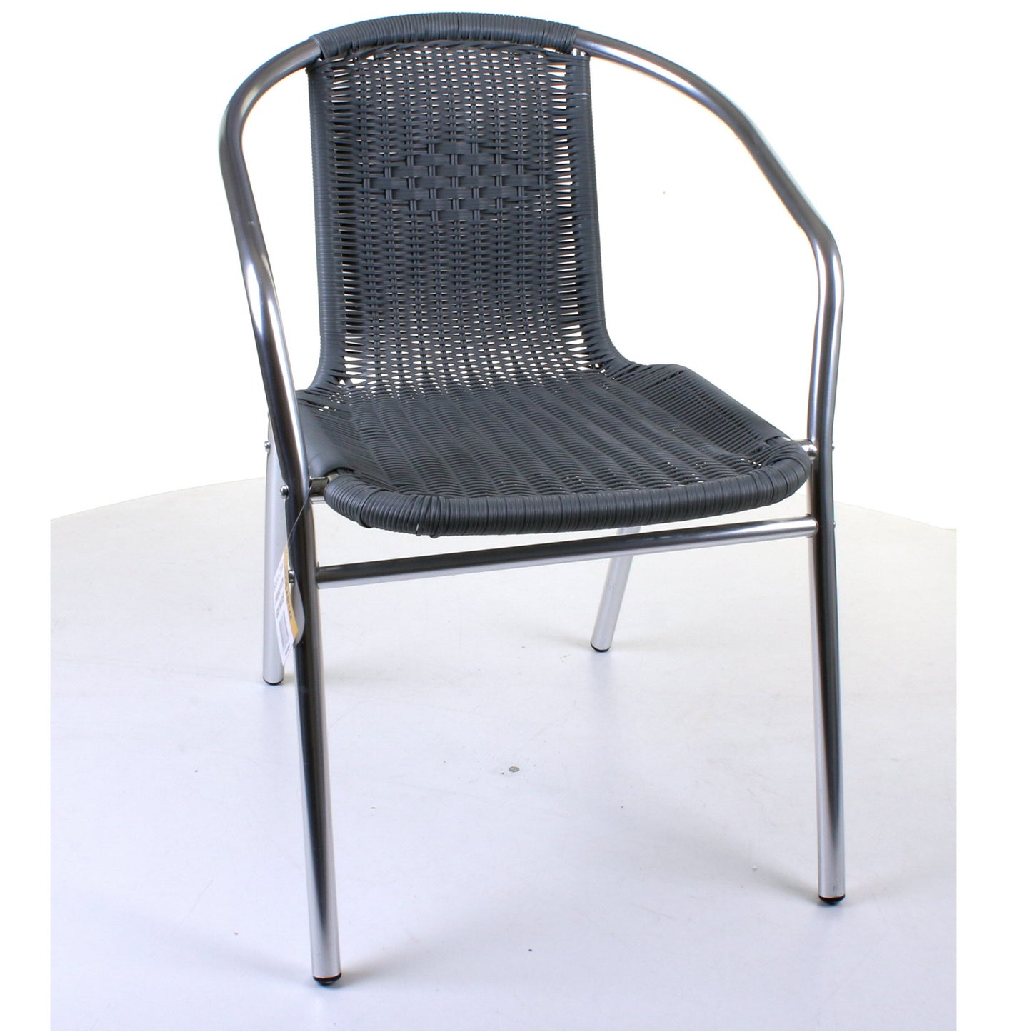 Grey Wicker Chrome Bistro Chair